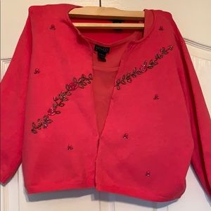 Pink Sweater Embellished Beading and Shell